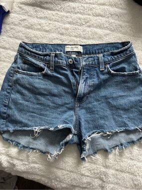 Abercrombie & Fitch Medium Blue Distressed Denim Cutoff Shorts